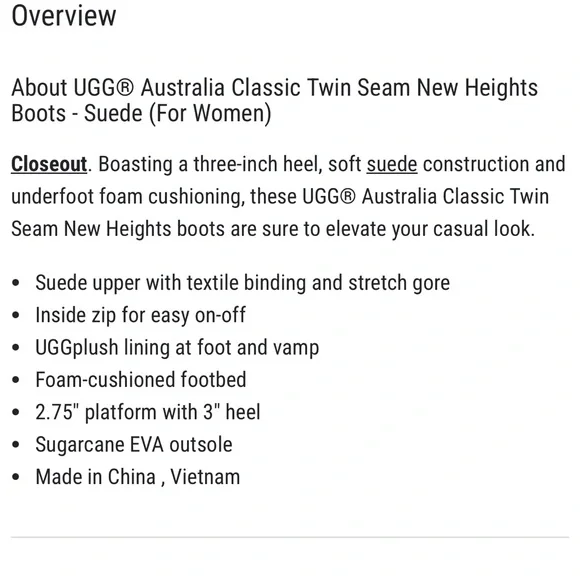 UGG Women's new heights Black Suede Heeled Boots - Picture 9 of 9